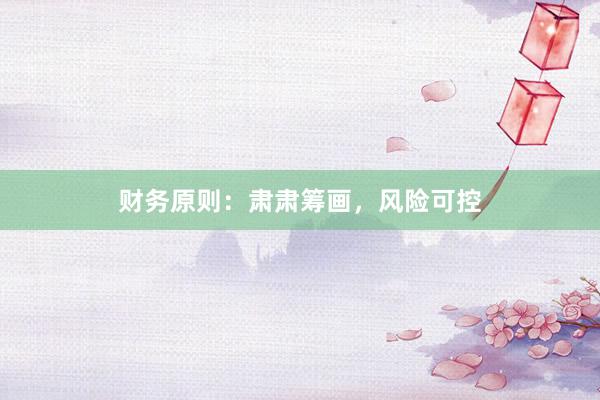 财务原则：肃肃筹画，风险可控